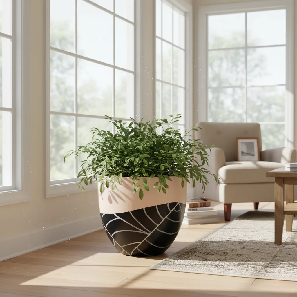 Black Leaf & Beige Decorative Plant Pot - 40 cm 1