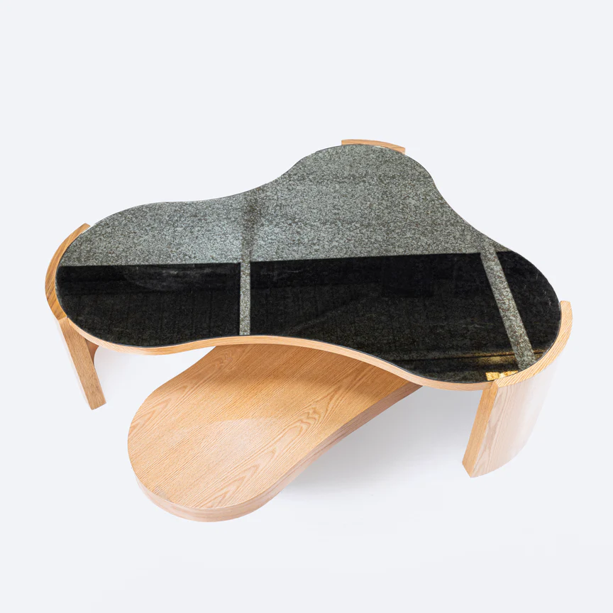 Dunes Coffee Table - Two Levels - Beech Wood - Glass Top 1