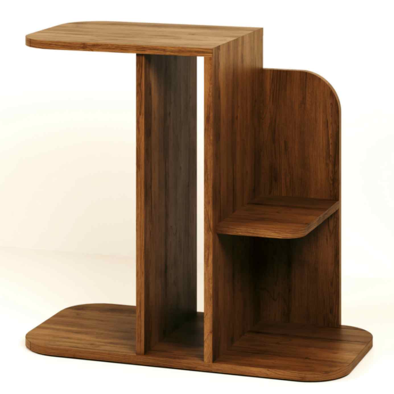 Ria Side Table - Natural Wood - Slides Under Sofa - Shelves 2