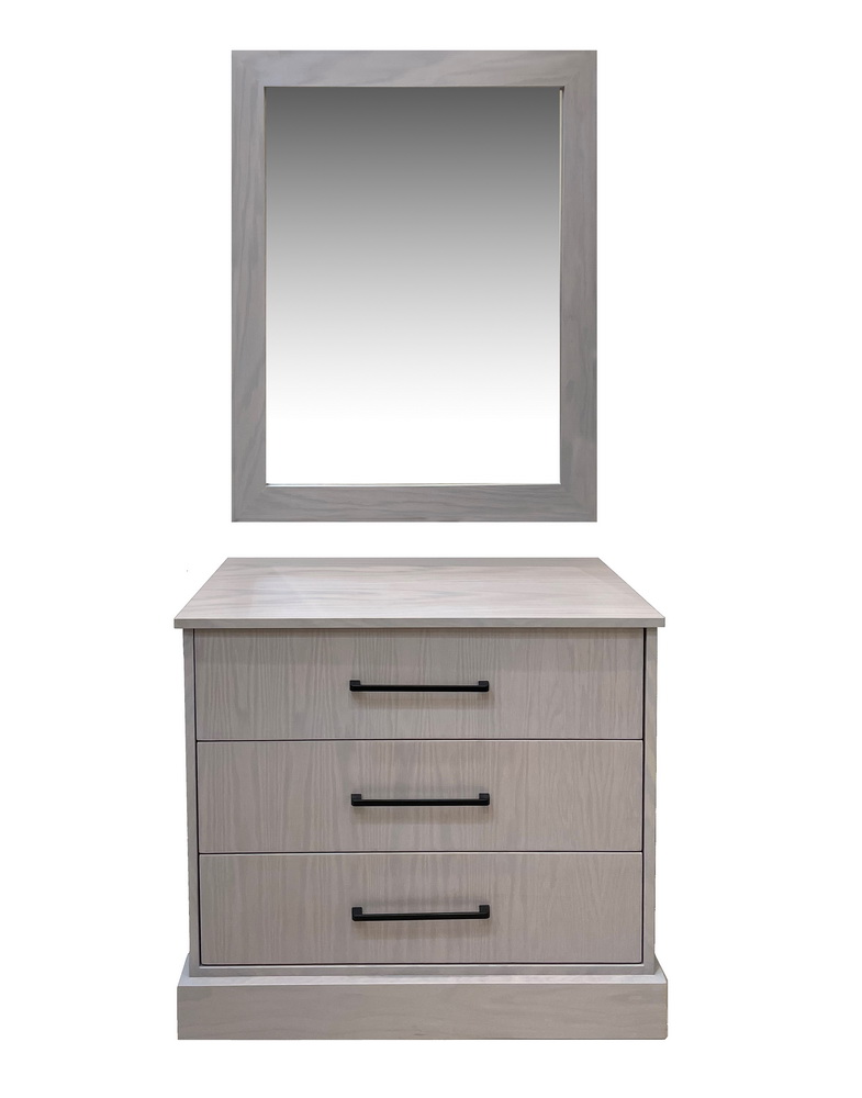 تسريحة بمرآة من خشب الأرو بثلاثة أدراج 0