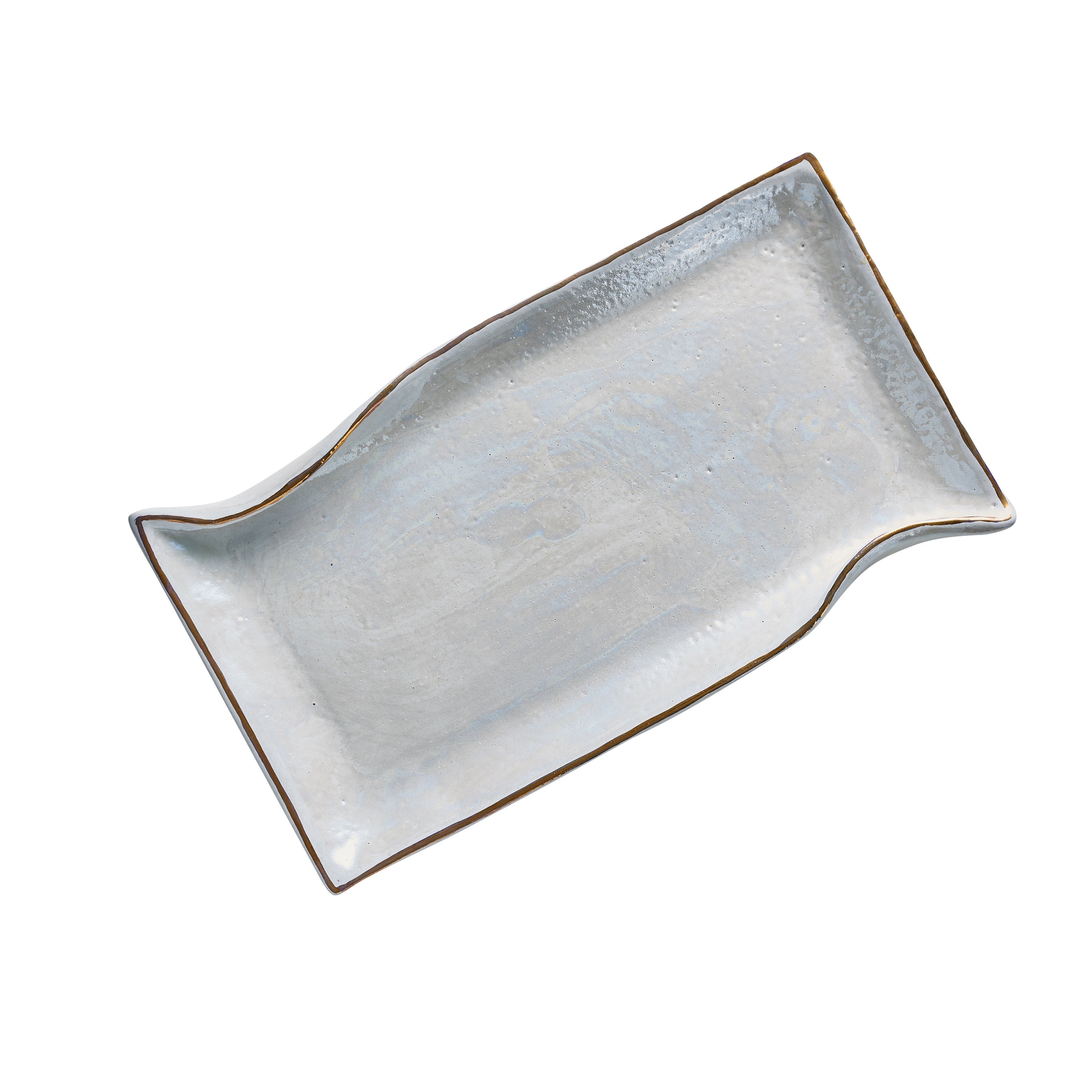 Gi Designs Wave Serving Plate White * Gold 35*20cm 0