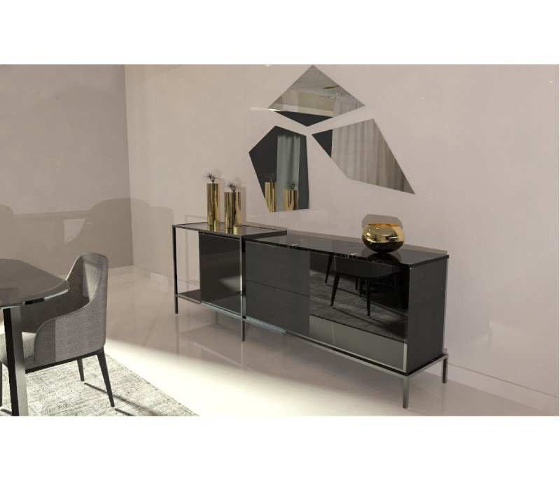 Cross Buffet - Metal Legs With Glass Units and Marble 0