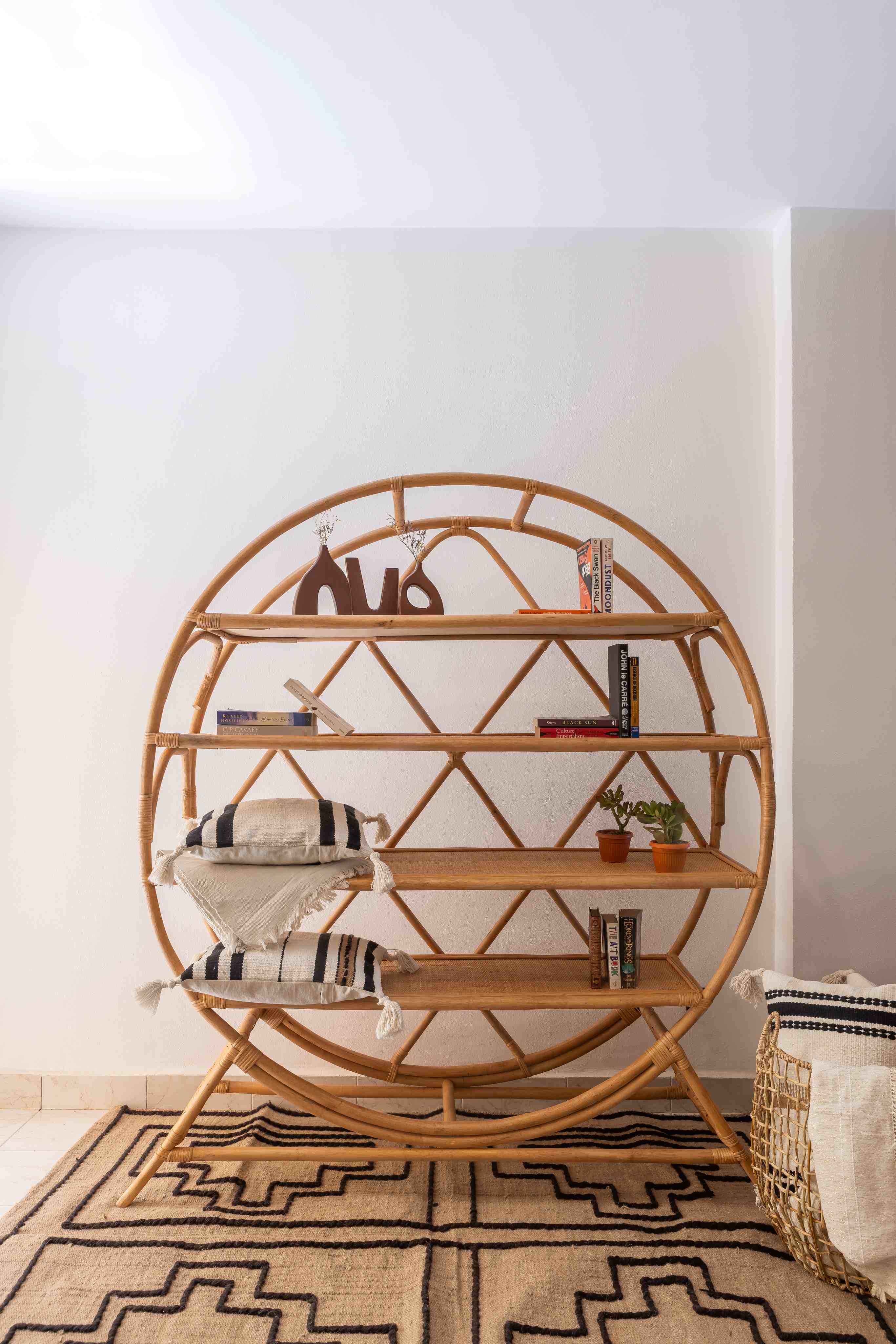 Mala Bookcase - Bamboo Circular Design & 4 Shelves 0