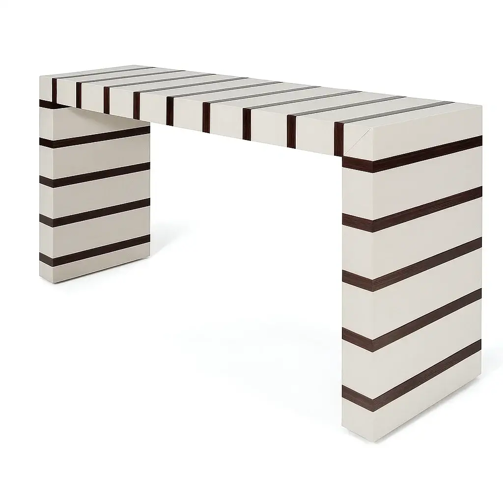 Tux Console – Striped Veneer with Hidden Drawers 0