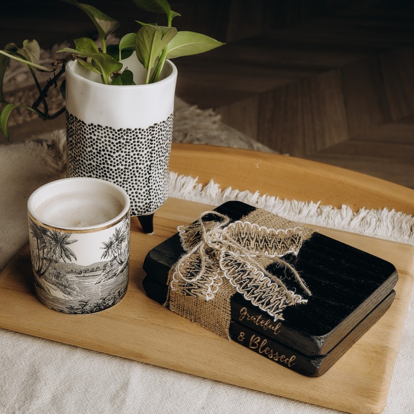 Grateful Ribboned black Wood Book 0