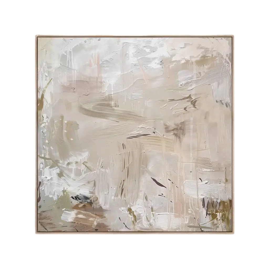 Earthy Abstract Artwork – Soft Beige and White Tones 0