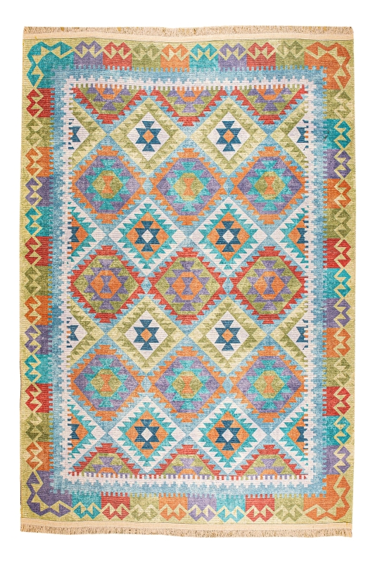 Badawi Digital Woven Rug in Vibrant Colors 0