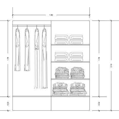 Elegant   Veneer Wardrobe With Sliding Doors - 180 cm 1