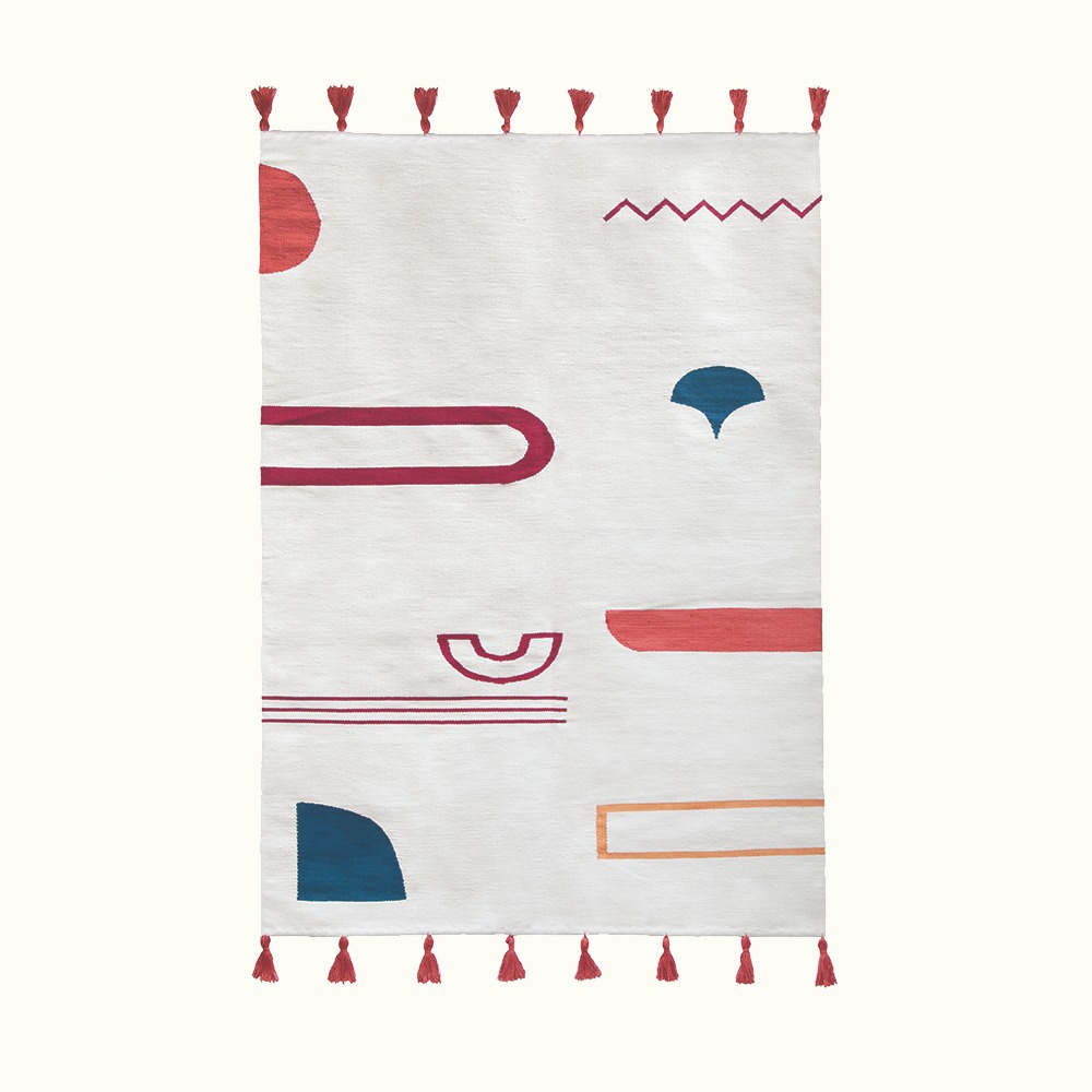 Glyphs Handwoven Cotton Rug – Modern Abstract Design 0