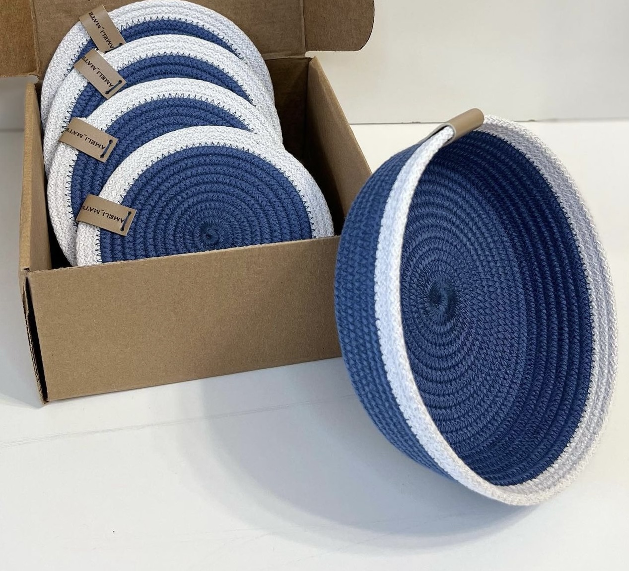 Handmade Woven Coasters set & woven bowl ( 4 coasters ) 0