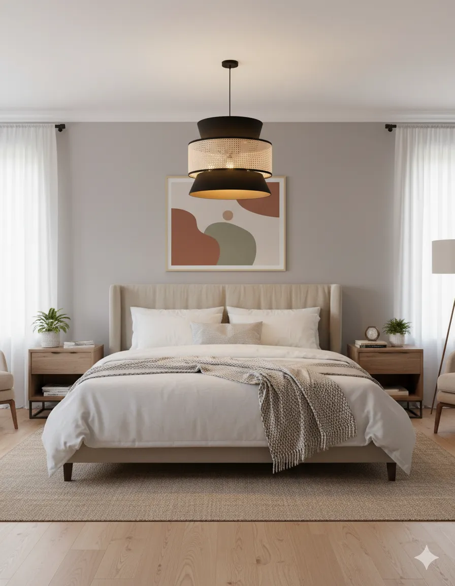 Ceiling Lamp - Black and Beige 2