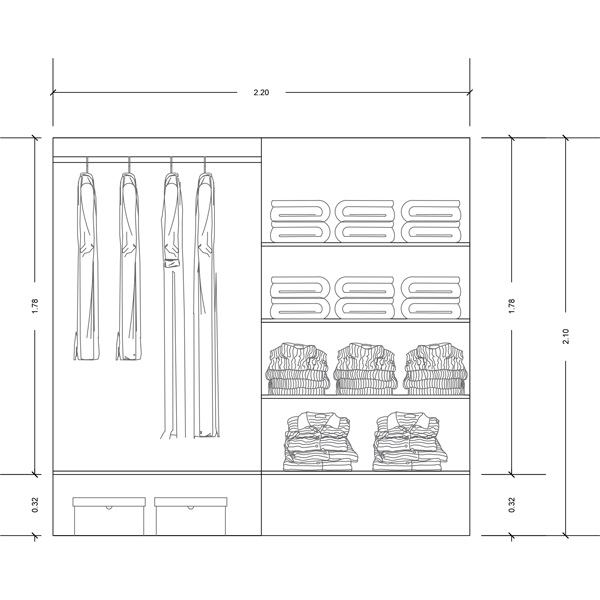 Elegant Oak Veneer Wardrobe With Sliding Doors - 220 cm 1