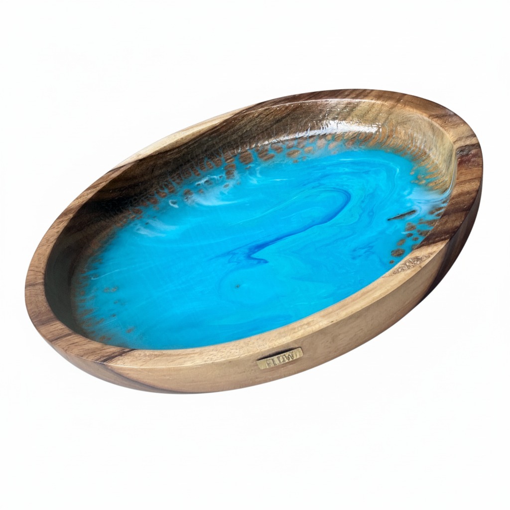 Aquamarine Dark wooden bowl 0