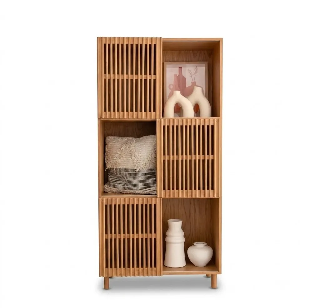 Beyla Shelf Unit In Natural Beech Wood With Oak Veneer image