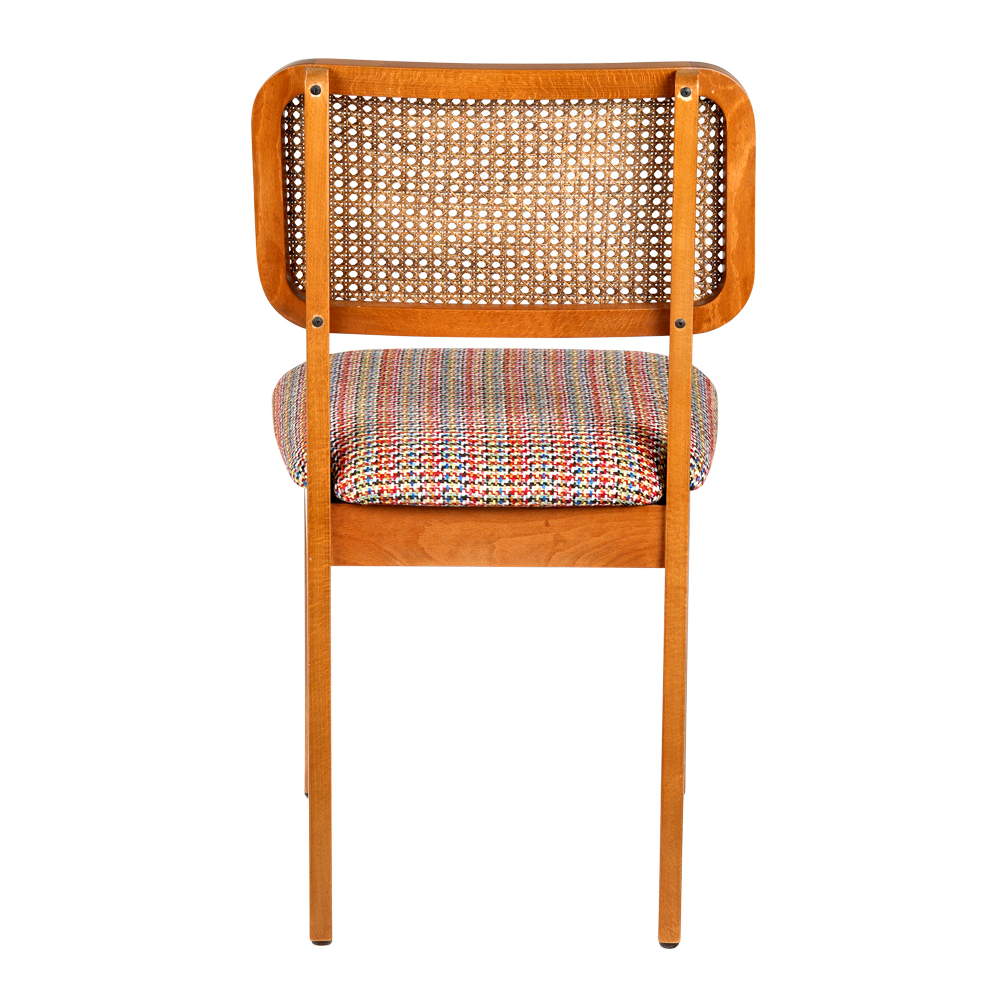 Ela Dining Chair (Multicolor Fabric) - Cane Back 1