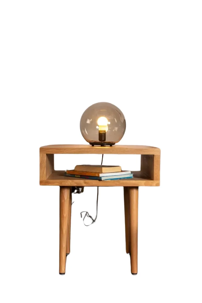 Open Box Night Table With Open Shelf & Slanted Legs 0