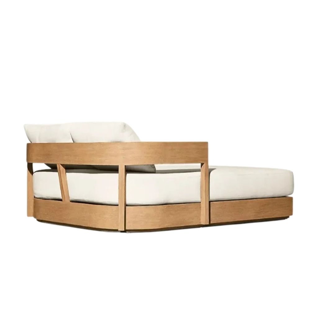 Curve Sunbed - Swedish Wood - Waterproof Fabric 2