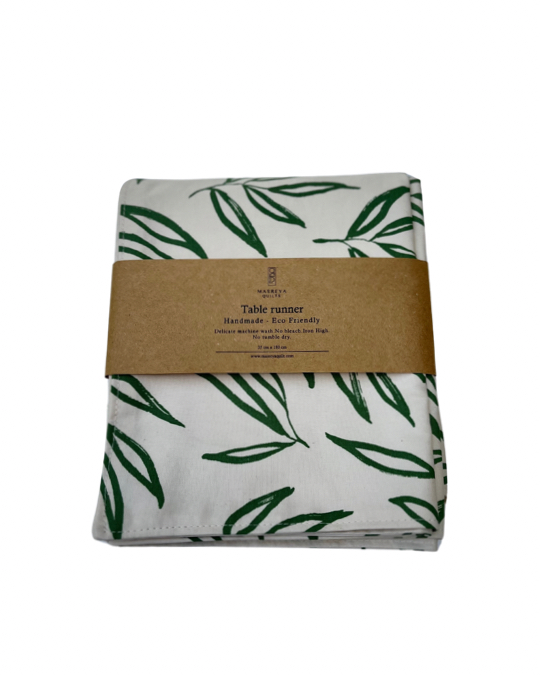 Fallen Leaves Sage Table Cloth 1