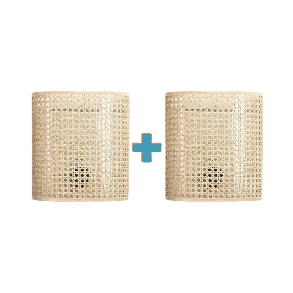 Boho Rattan Wall Lamp Set - Space-Saving Natural Light - AN2 0