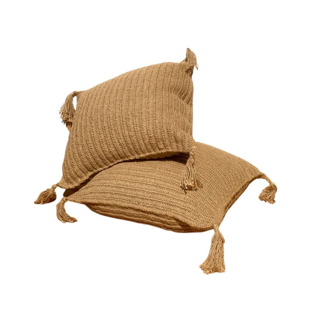 Floor Jute Cushion - Natural Fiber With Tassels 0