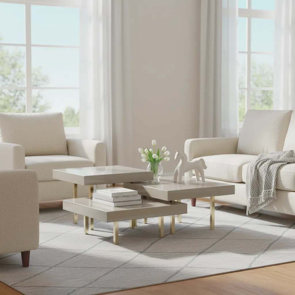 Plateau Coffee Table Set of 3 - High Gloss Lacquered Wood 2