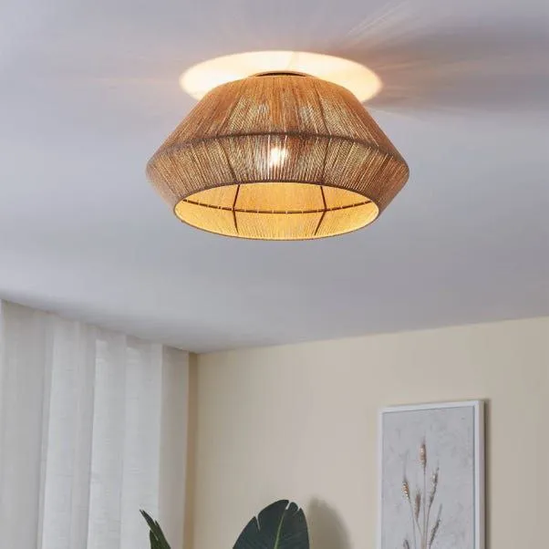 Jute Flush Ceiling Lamp – Natural Warmth & Modern Style - C063 1