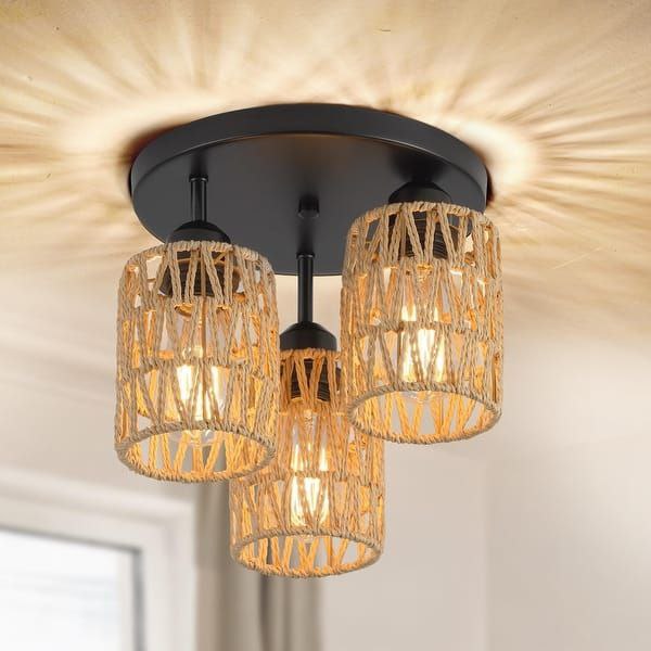 Burlap Ceiling Lamp - A 3-Light Fixture for a Natural Touch - BC1 1