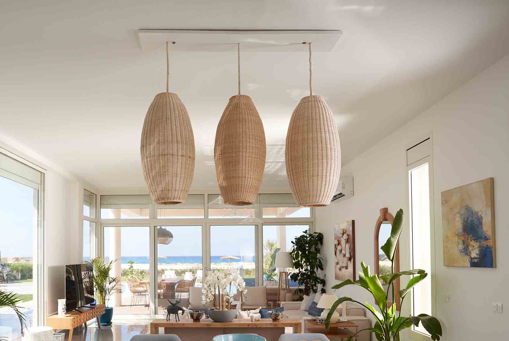 Sprout Bamboo Pendant White - Set of 3 1