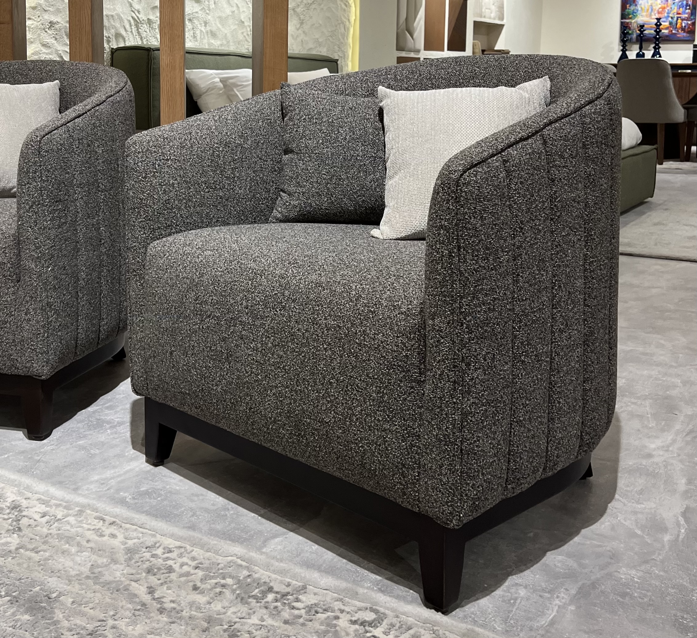 Flutes Lounge Chair - Fully Upholstered - Beech Wooden Legs 3
