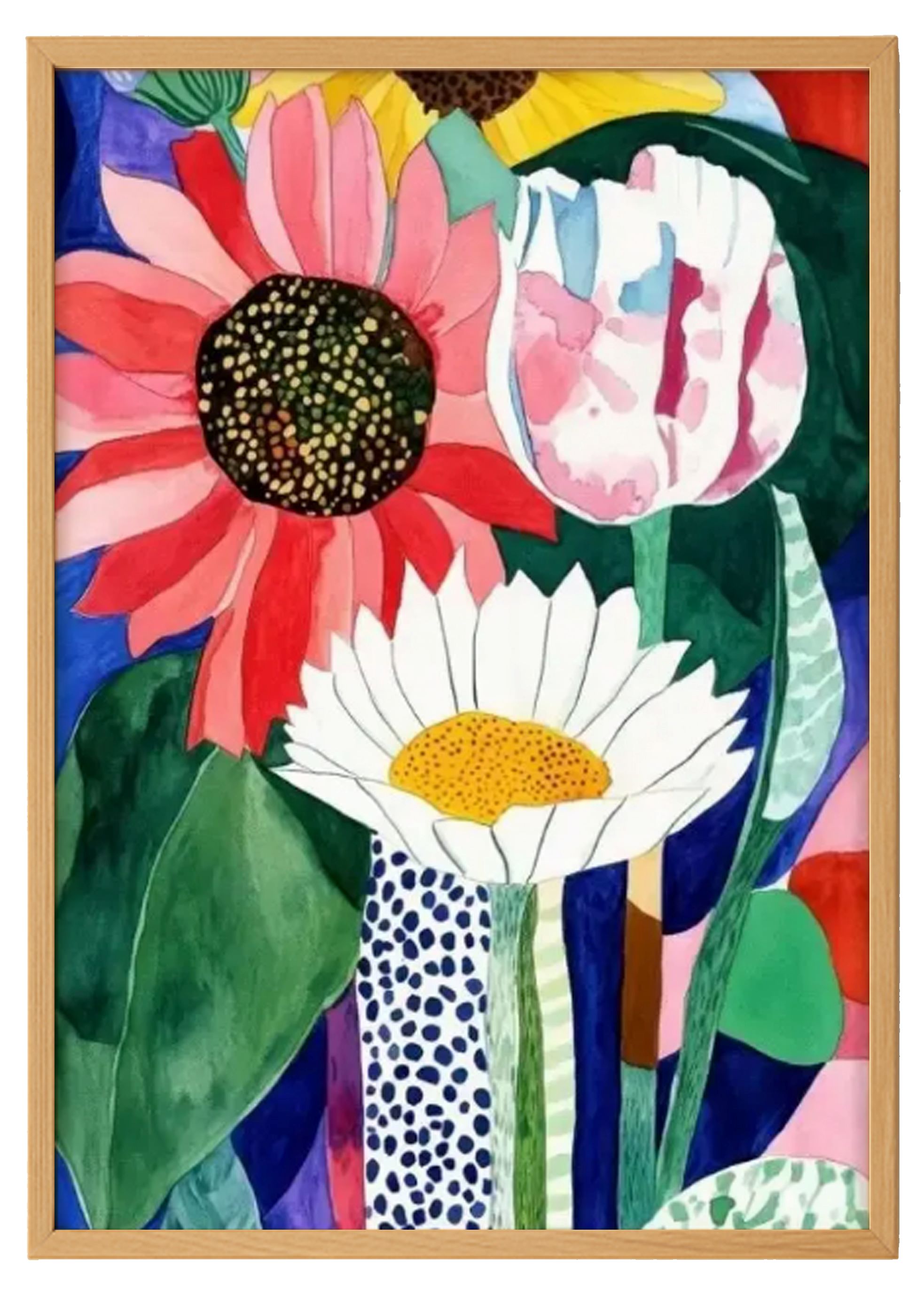 طباعة فنية لصبار وأزهار زاهية – ديكور بوهيمي مستوحى من الصحراء 0