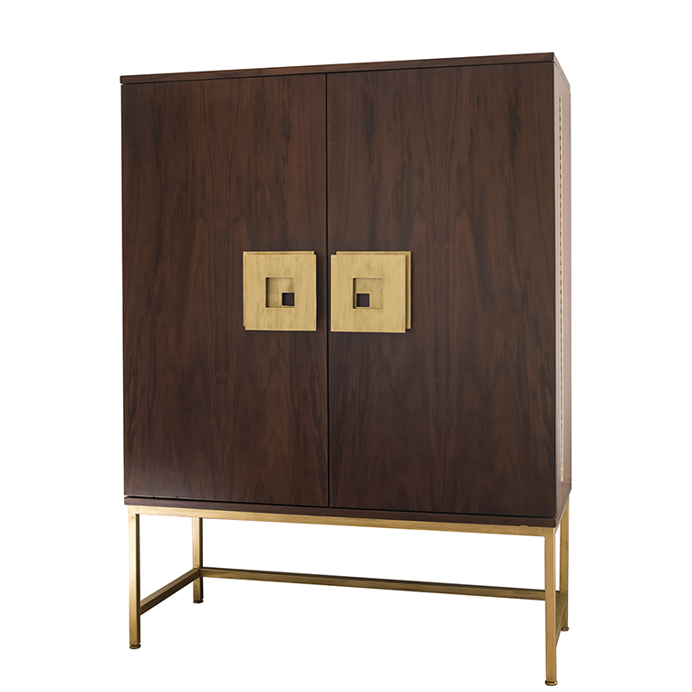 Walnut Bar With Brass Handles 0