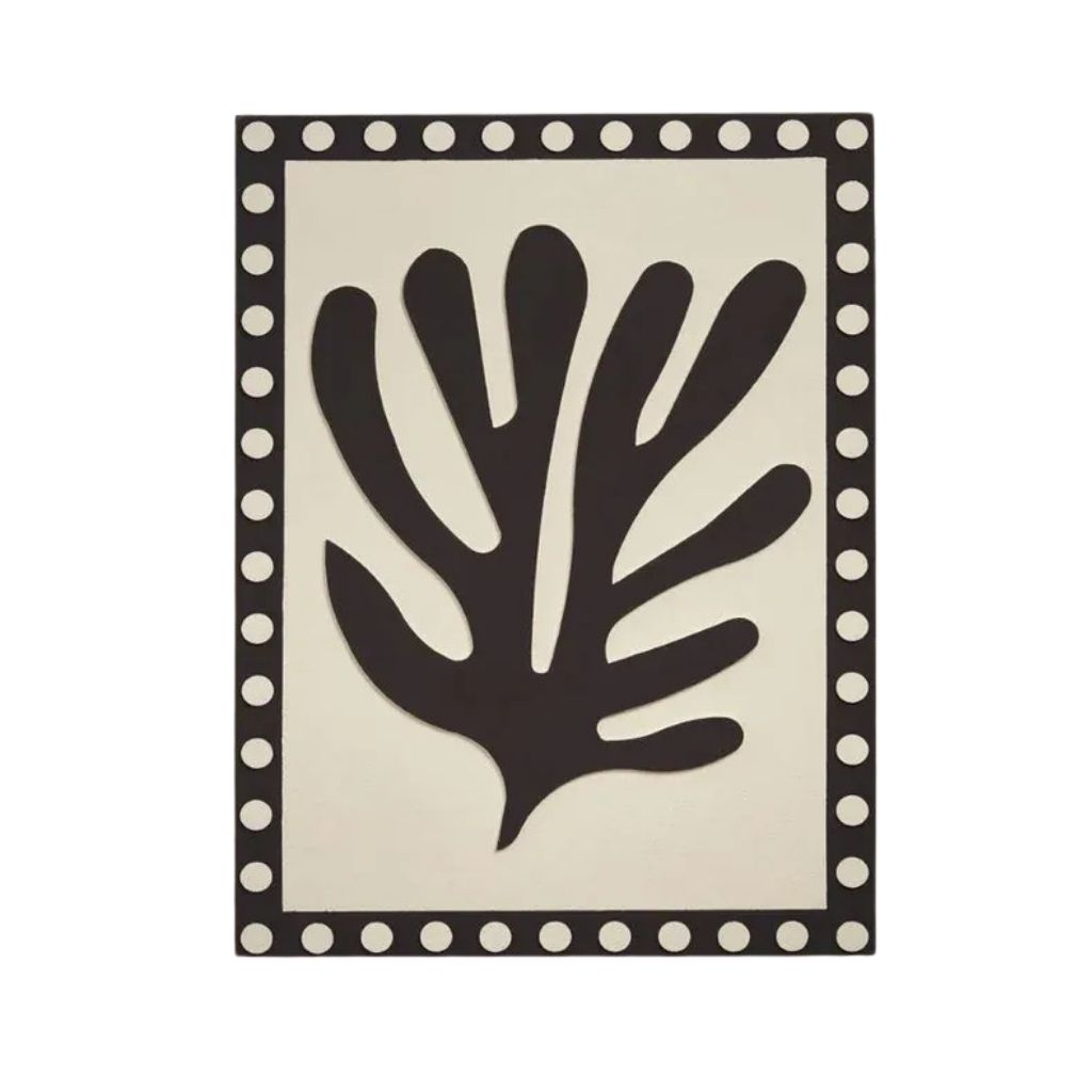 Coral Black & White Fiberglass Wall Art - Dots & Botanical Texture 0