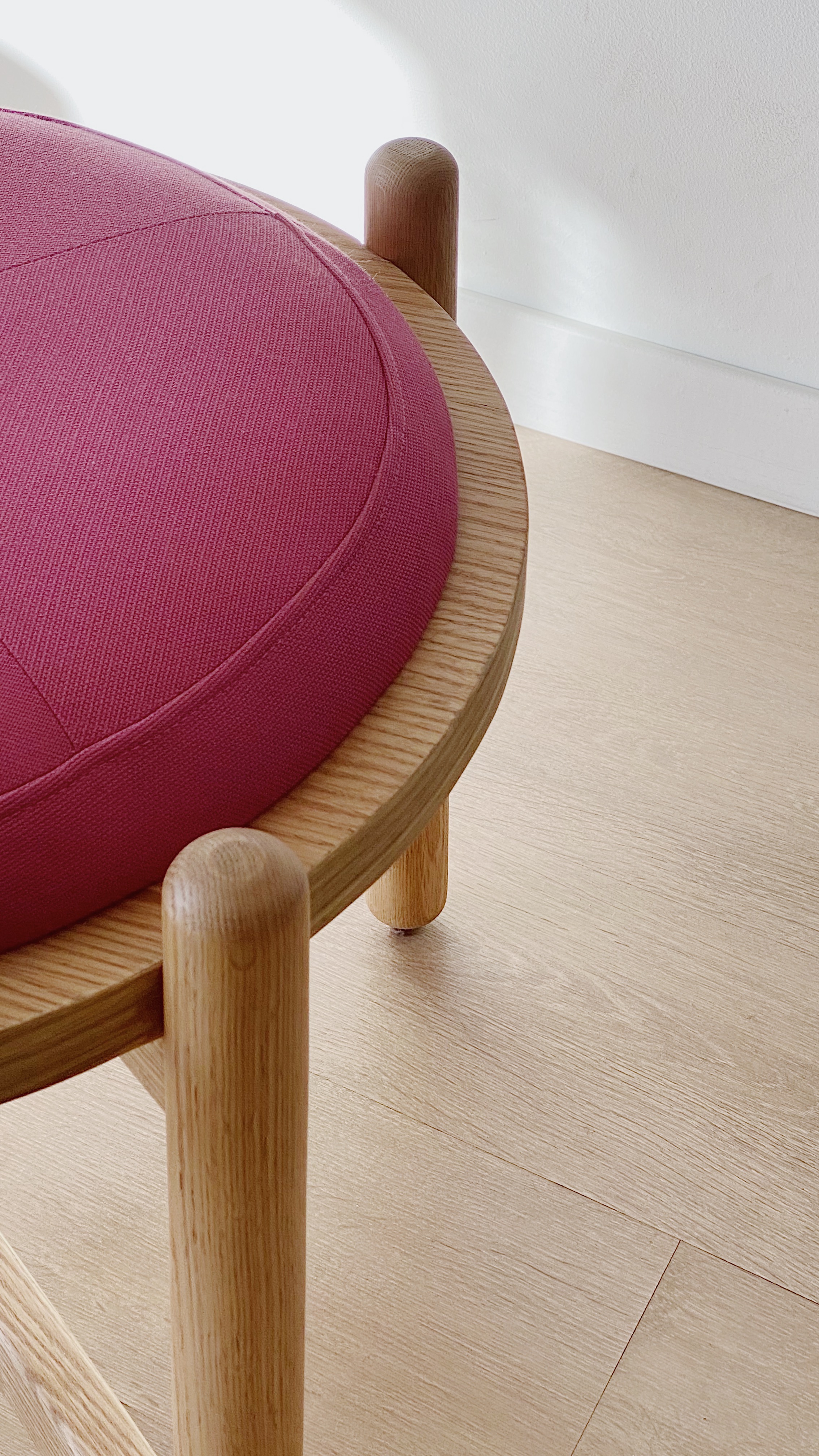 Nordica Tora Stool - Sturdy Wooden Legs - Round Padded Seat 2