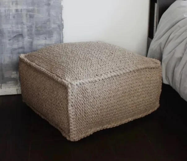Novato Jute Squared Pouf - High Quality Sponge & Fiber 1