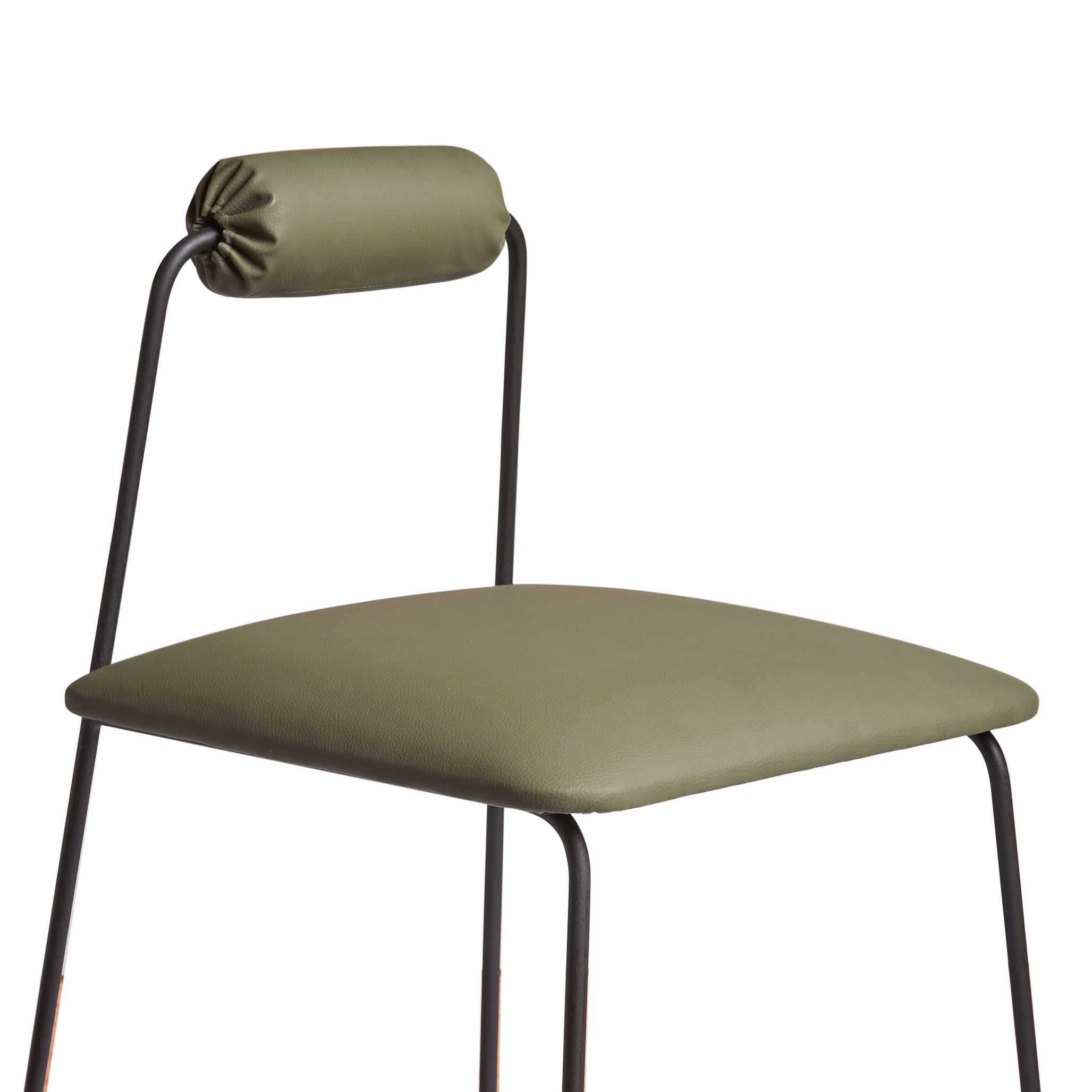 Skeleton Black Metal Bar Stool With Upholstered Seat 3