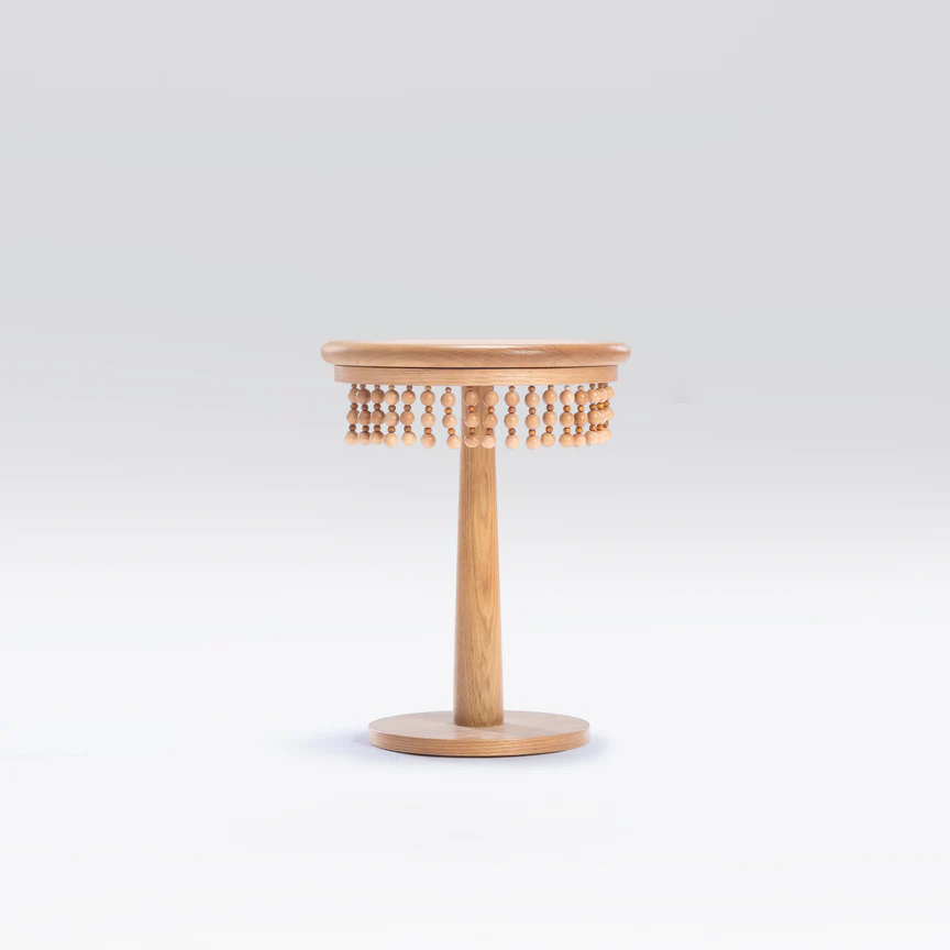 Shakhaleel Oak & Beech Wood Side Table Set With Turnery 3