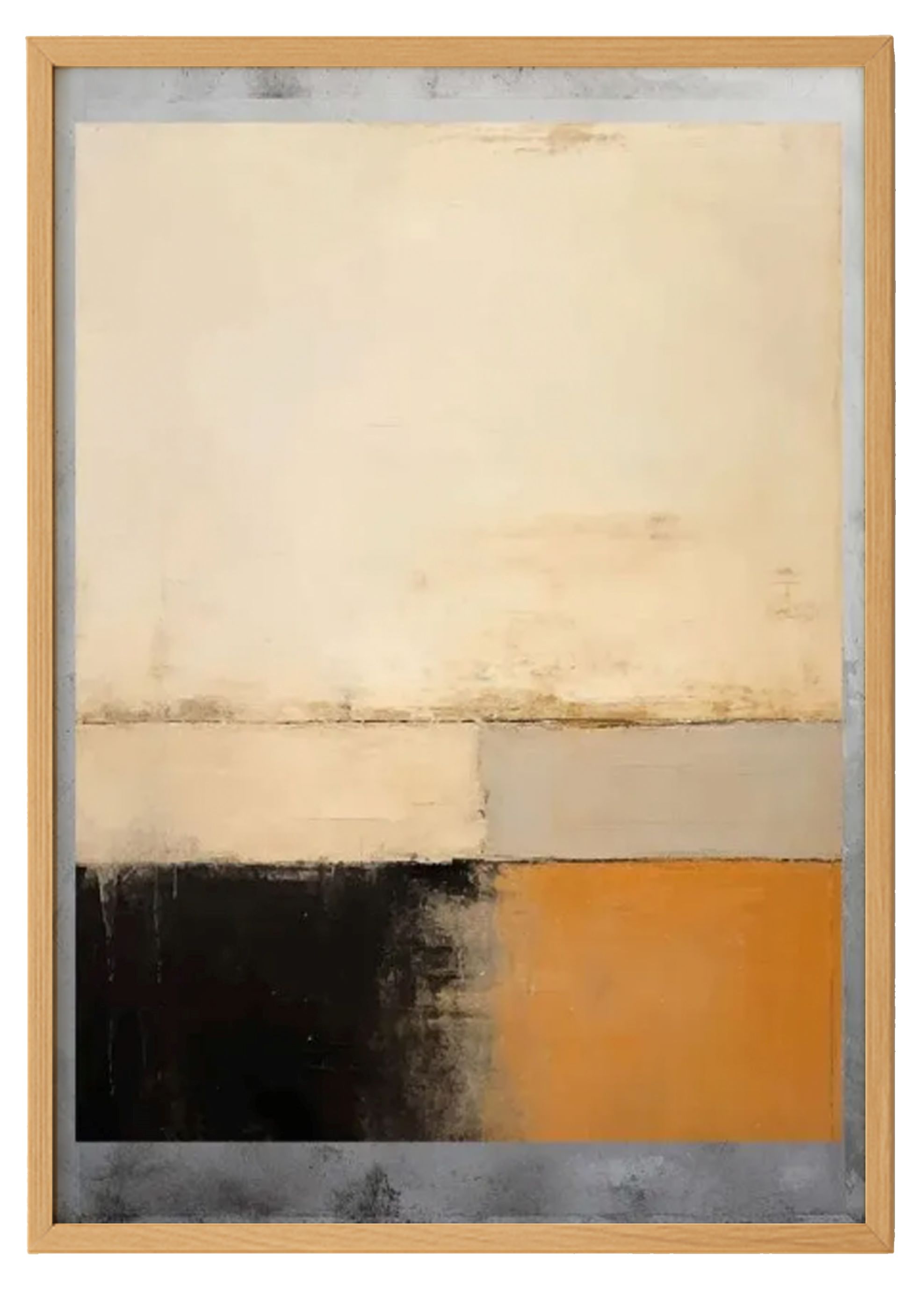 Minimalist Geometric Painting With Tinted Wood Frame 0