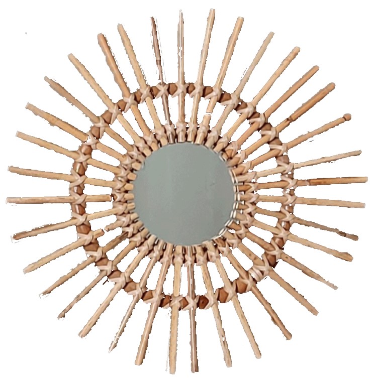 Round bamboo mirror 0