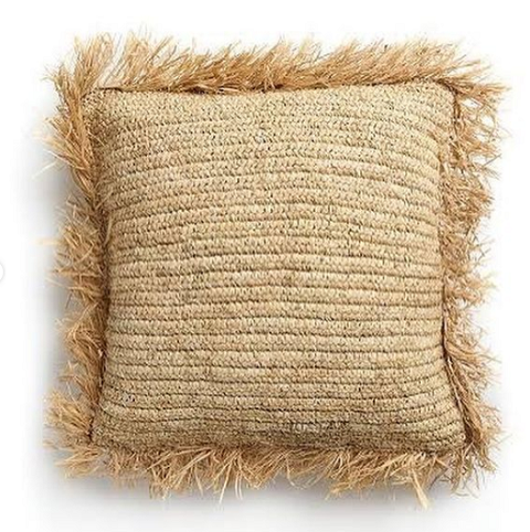 Raffia Cushion With Fringes 0