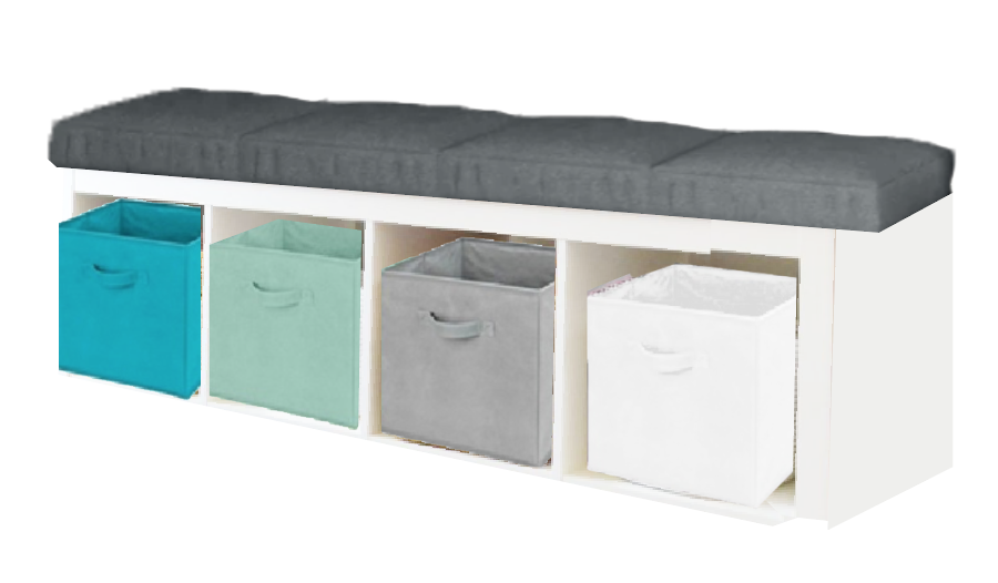 Cube Bench With Cushioned Seat and Storage Bins 0