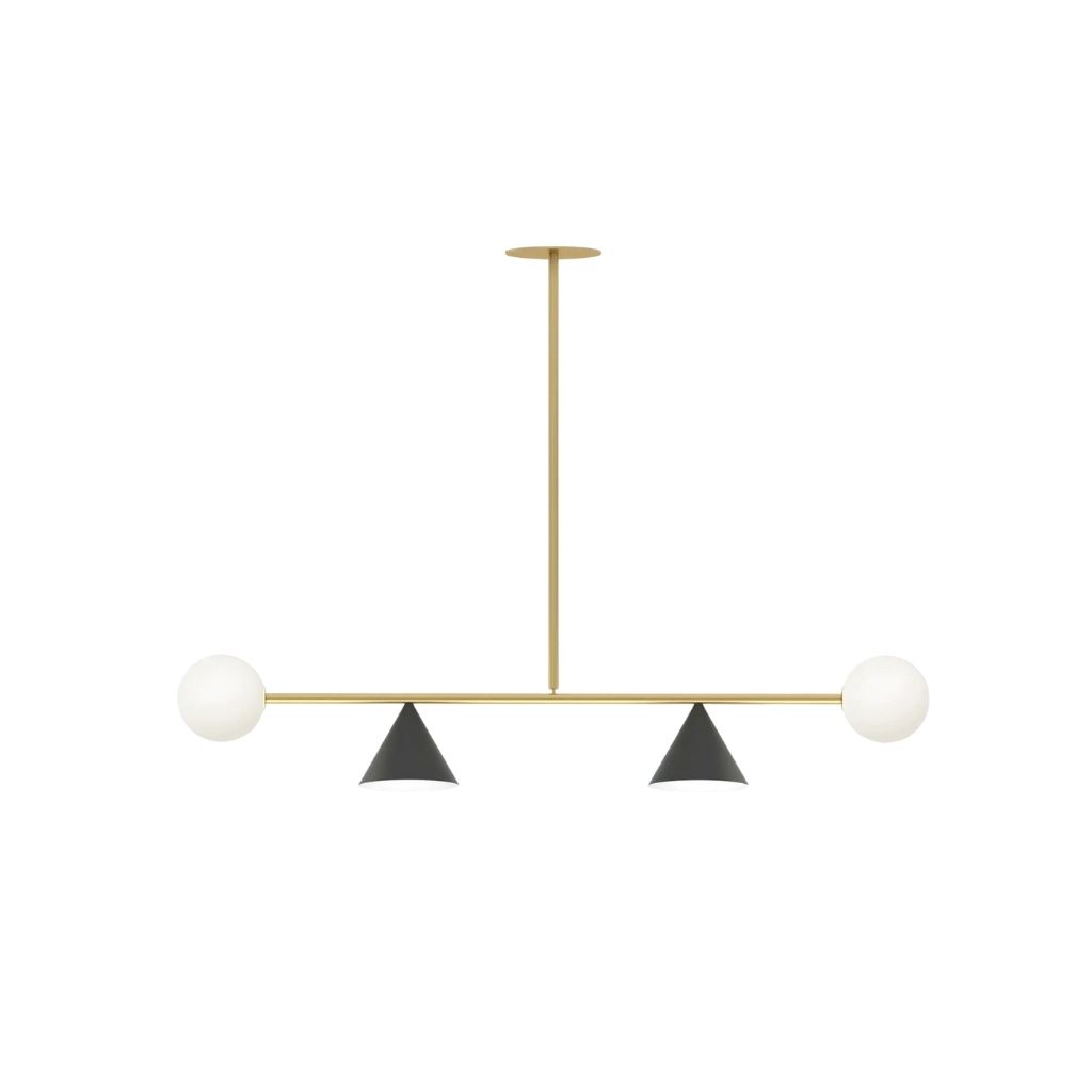 Modern Black & Gold Steel Ceiling Lamp With 4 Opal Globes - YL733 0