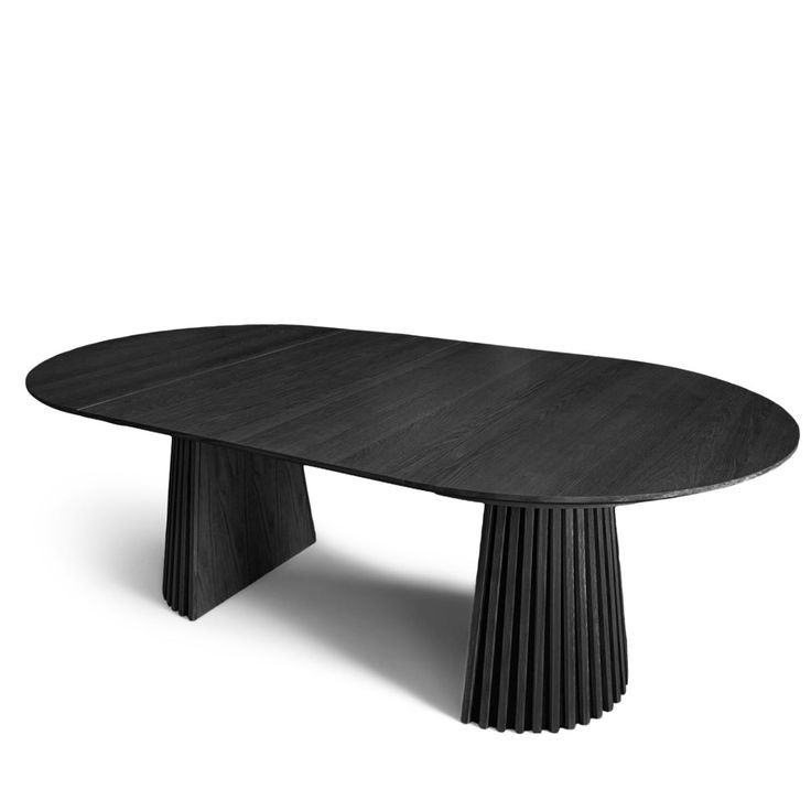 Efreshli | Norman Black Oval Dining Table With Ribbed Pedestal Base