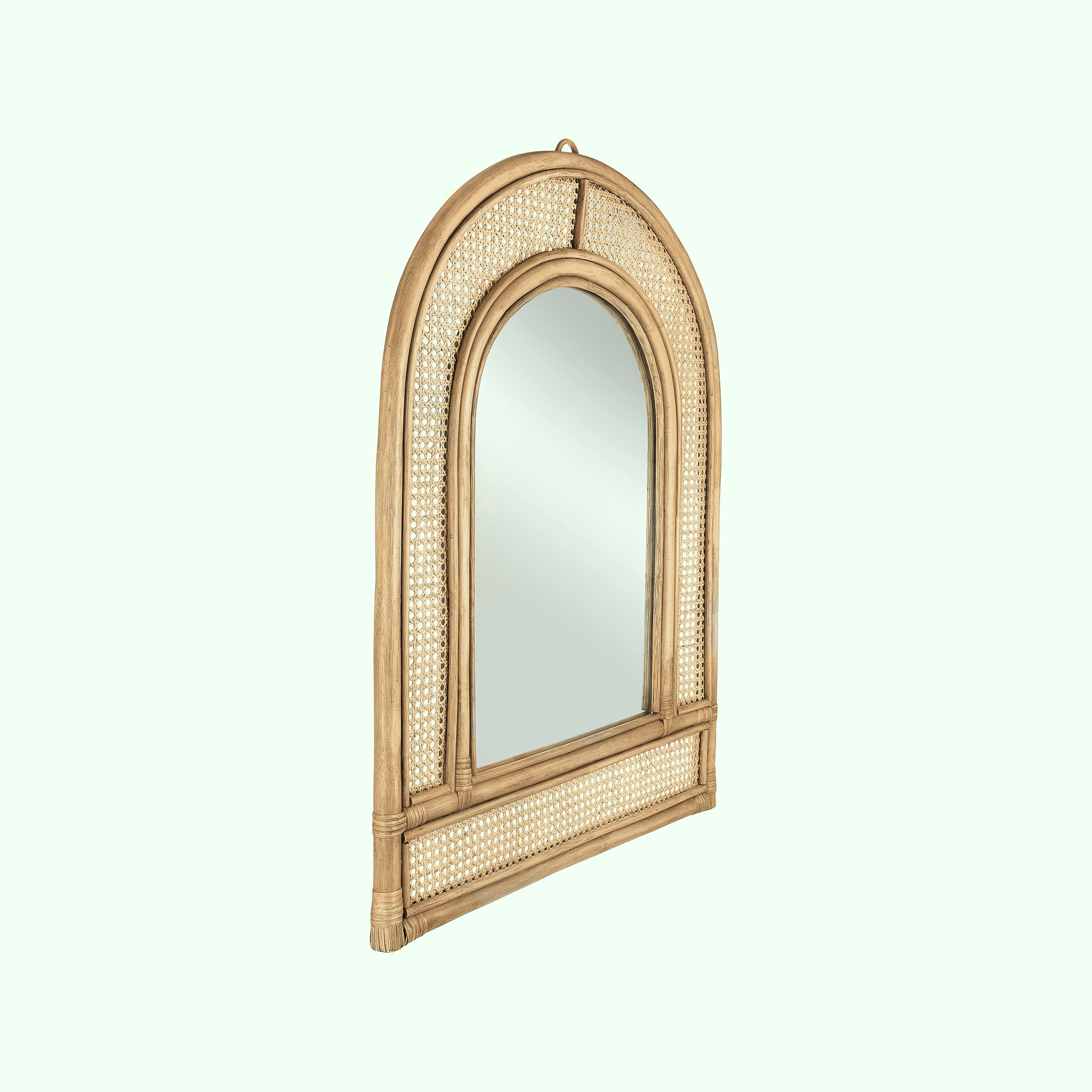 Venta Boho-Style Arched Bamboo Wall Mirror 1