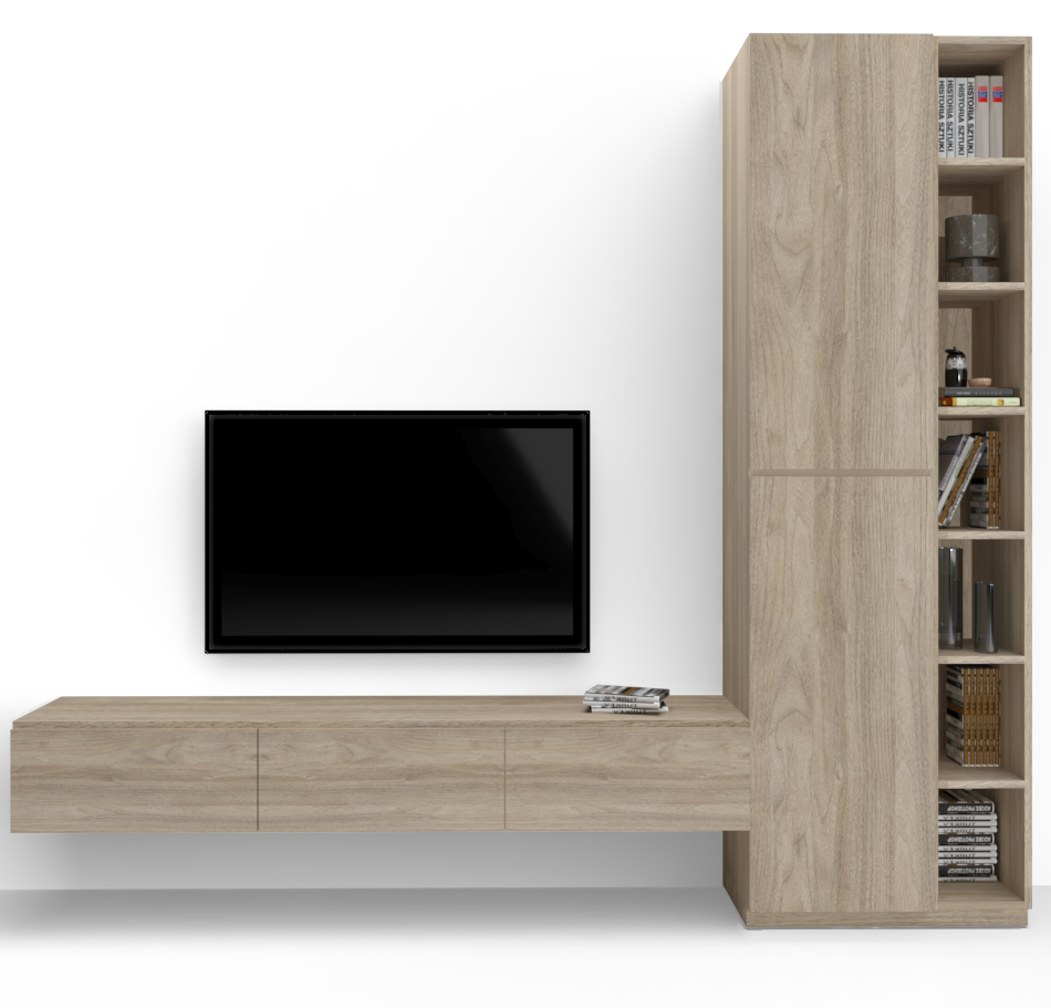 Timeless TV Unit With Integrated Bookshelf and Storage 1