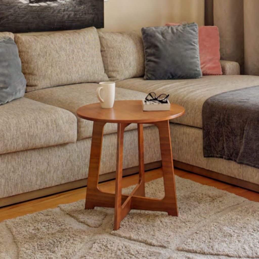 طاولة جانبية تريو - سطح مستدير - خشب ابلاكاج 1