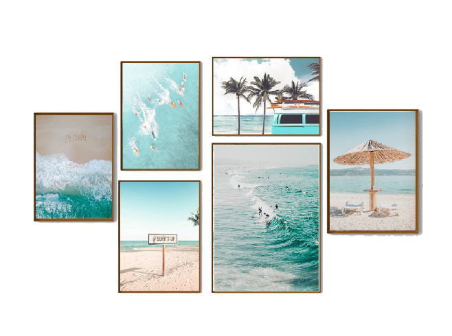 Blue Beach Prints Set of 6 0