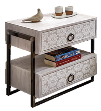 Metal Carried Night Table With 2 Drawers 0