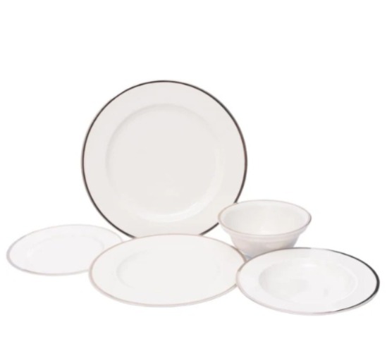 Tunisie Leila Dinner Set with Platinum Rim - 20 Pieces for 6 People 1