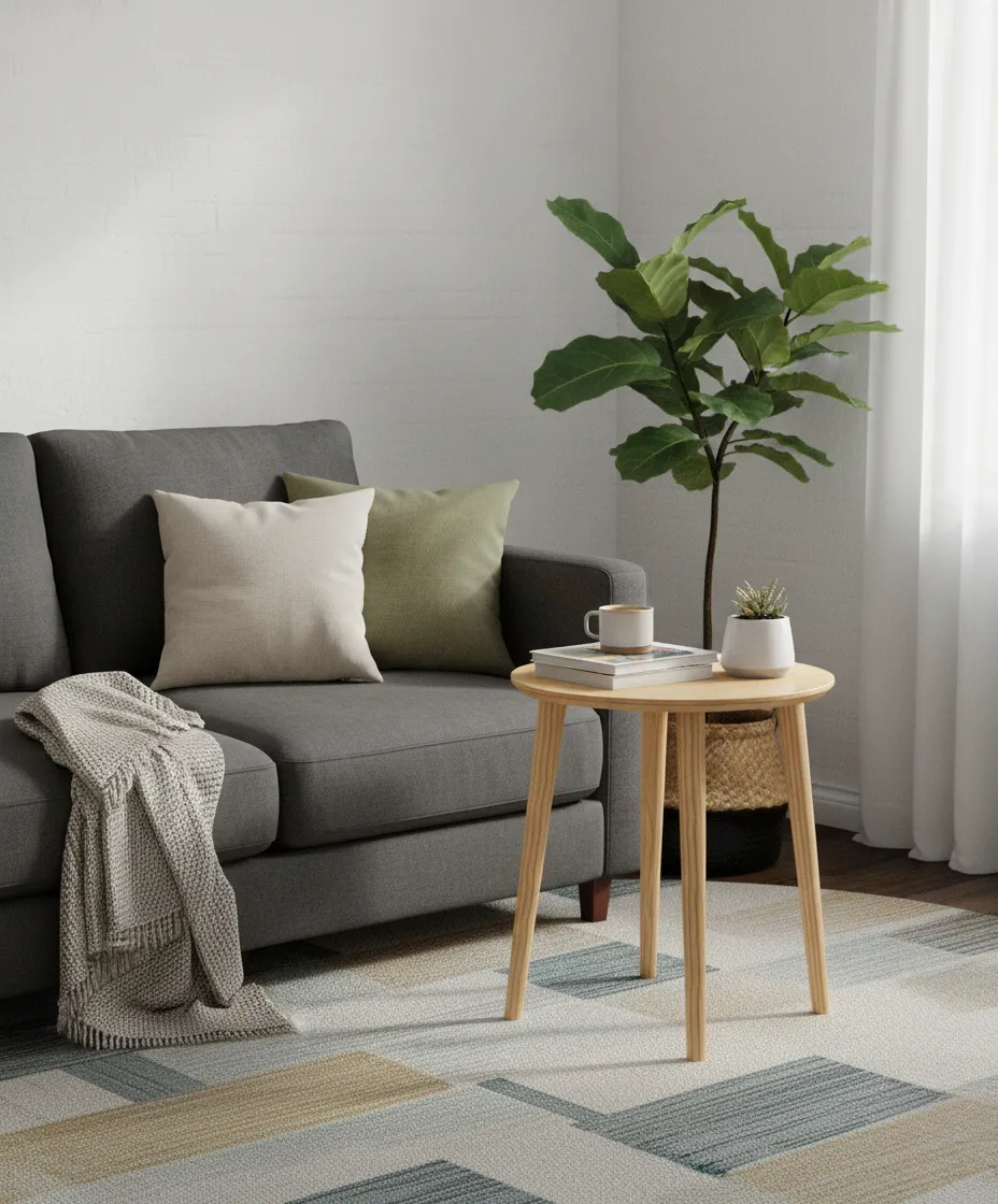 Round Oak Table With Slanted Legs and High Quality Wood 1