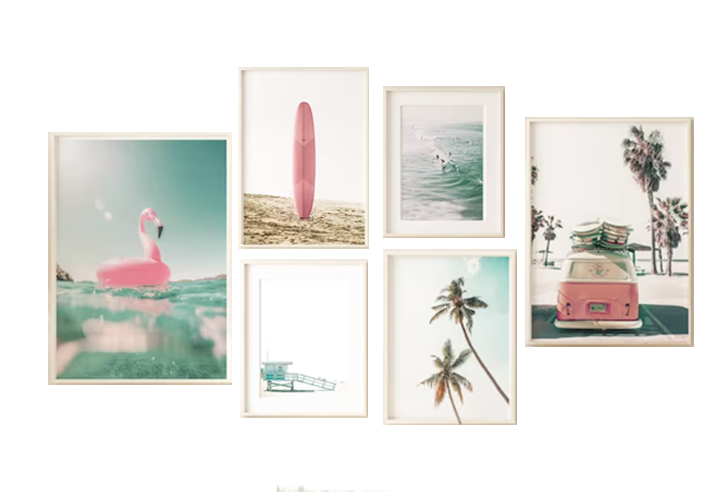 Beach Pink Gallery Wall Set of 6 0